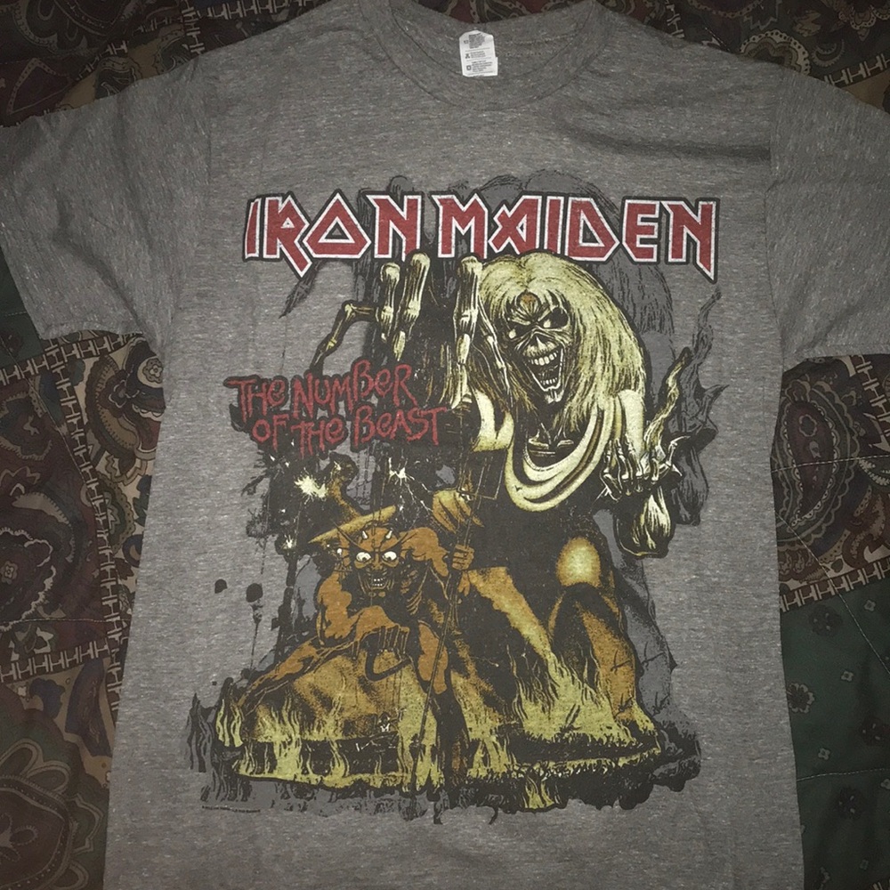 Grey Iron Maiden The Number of The Beast Tee